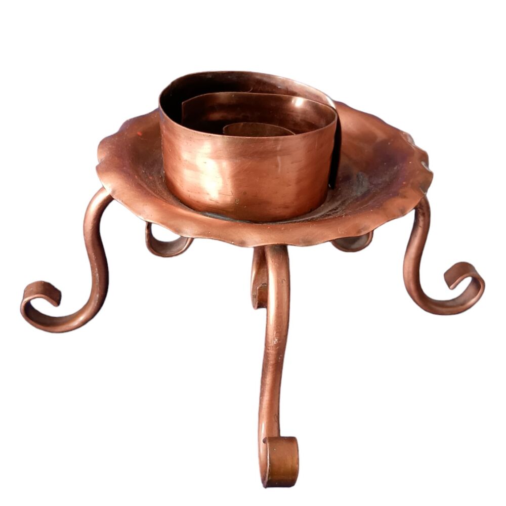 Handcrafted Signed Gregorian Solid Copper Candle Holder Made In The USA